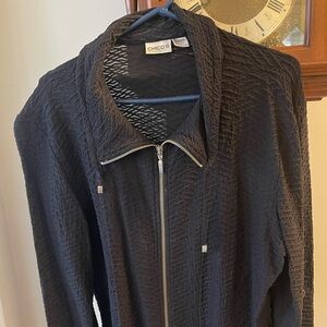 Chico's Black waffle knit zipper jacket